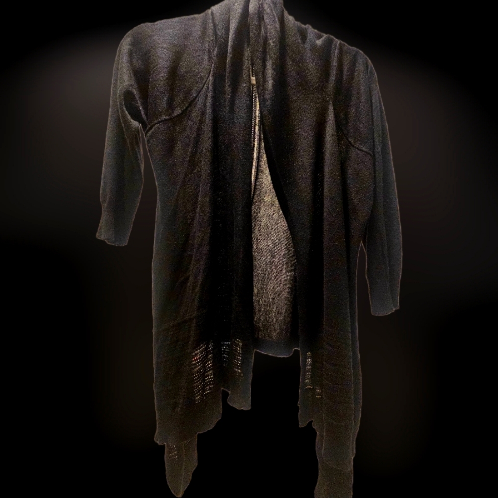 Elegant WORTHINGTON Black Open-Front Cardigan